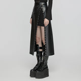 Punk Metal Leather Skirt