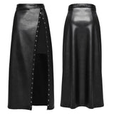 Punk Metal Leather Skirt