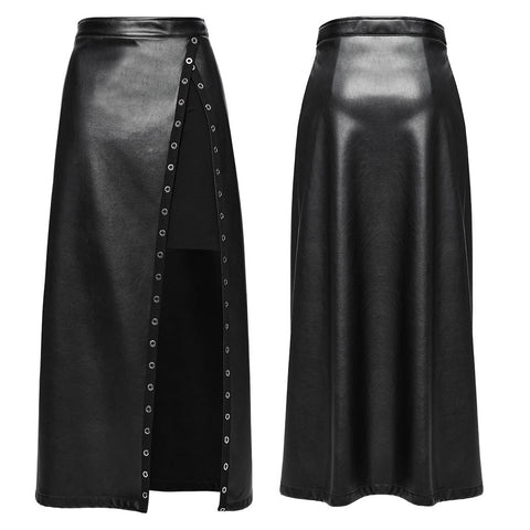 Punk Metal Leather Skirt