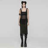 The Post-apocalyptic Techwear Style Knitted Hollow out Dress