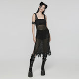 The Post-apocalyptic Techwear Style Knitted Hollow out Dress