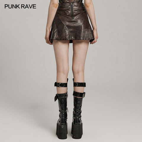 Punk Short Leather Skirt