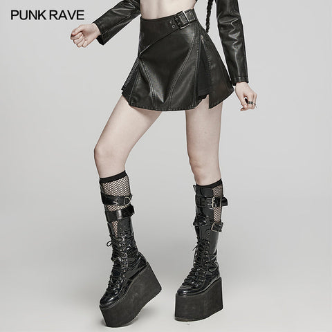 Punk Short Leather Skirt