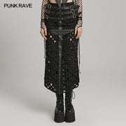 Punk cross hollowed slit skirt