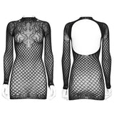 Goth  knitted elastic  mesh dress