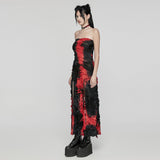 Goth strapless tie-dyed long dress