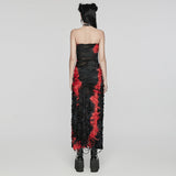 Goth strapless tie-dyed long dress