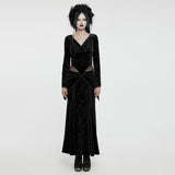 Goth V-neck embossed sexy dress