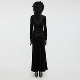 Goth V-neck embossed sexy dress