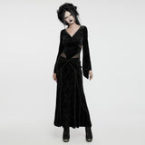 Goth V-neck embossed sexy dress