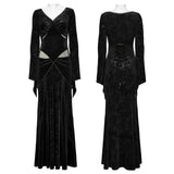 Goth V-neck embossed sexy dress