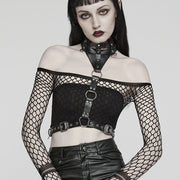 PUNK PU Leather Choker Harness