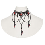 Gothic Red Rose Blade Choker