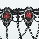 Gothic Red Rose Blade Choker