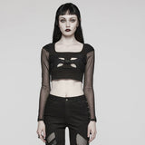 Goth elastic knit skull Top