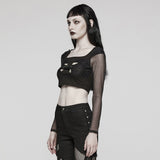 Goth elastic knit skull Top