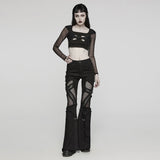 Goth elastic knit skull Top