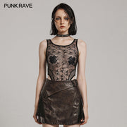 Punk spider mesh daily bodysuit