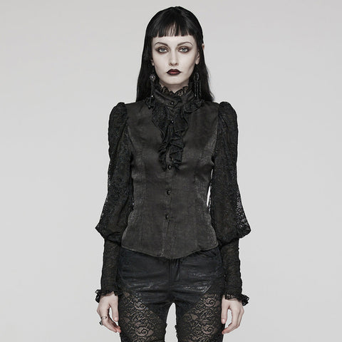 Goth Lantern sleeve Lace shirt