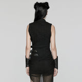 Punk Asymmetric Hollow Sleeveless Coat