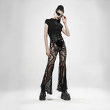 Gothic Paisley pattern lace transparent trousers