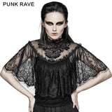 Gorgeous Floral Pattern Sleeveless Light Lace Gothic T-Shirt