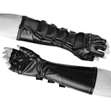 Punk Accessories Length Delicate Mesh Leather Mens Gloves