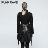 Women Swallow Tail Worsted Black Punk Jacket With Bronze Accessories