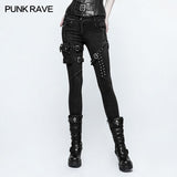 Eyelets Skinny Elastic Punk Jeans With 3d Pocket