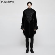 Suede Embossed Velvet Gothic Coat Gorgeous Medium Long Style