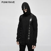 Spliced Thread Knitted Hooded Punk Sweaters Mysterious Warrior Design