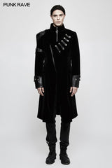 Winter Velvet Medium Length Punk Coat Double Breasted Jacket