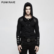 Hooded Loop Sleeve Long Punk Sweaters For Men