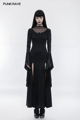 Gorgeous Black High Split Lace Gothic Dress