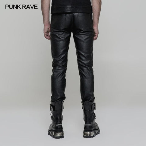 Simple All-match Trousers Elastic Leather Punk Pants