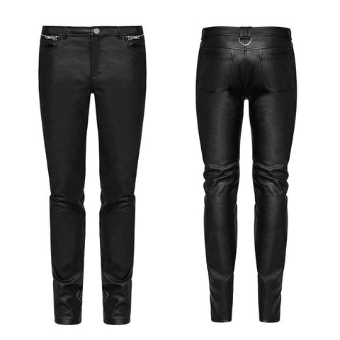 Simple All-match Trousers Elastic Leather Punk Pants