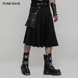 Men Pleated Half Punk Skirt With Stereo Bag On The Right