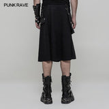 Men Pleated Half Punk Skirt With Stereo Bag On The Right