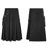 Men Pleated Half Punk Skirt With Stereo Bag On The Right