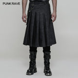 Men Pleated Half Punk Skirt With Stereo Bag On The Right