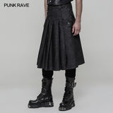 Men Pleated Half Punk Skirt With Stereo Bag On The Right