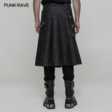 Men Pleated Half Punk Skirt With Stereo Bag On The Right