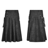 Men Pleated Half Punk Skirt With Stereo Bag On The Right