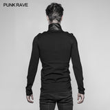 Men's Goth Elastic Knitted Uniform Long-sleeve T-shirt