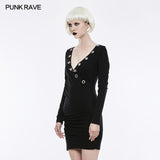 Sexy Deep V Punk Dress With Simplicity Corns And Pins Decoration