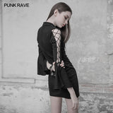 Sexy V Collar Tight Hip Gothic Dress With Flare Sleeve Roping Design