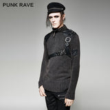 Steampunk Smoked Grey Punk Sweaters With A Belt