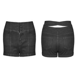 Back Cross Hollow Denim Tight Shorts Pants For Women