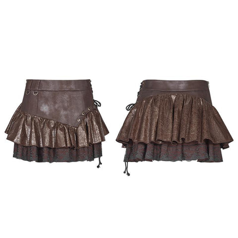 Lovely Steamy Ruffled Punk Miniskirt