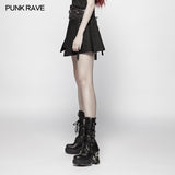 Black Twill Weave Punk Girdle Half Skirt